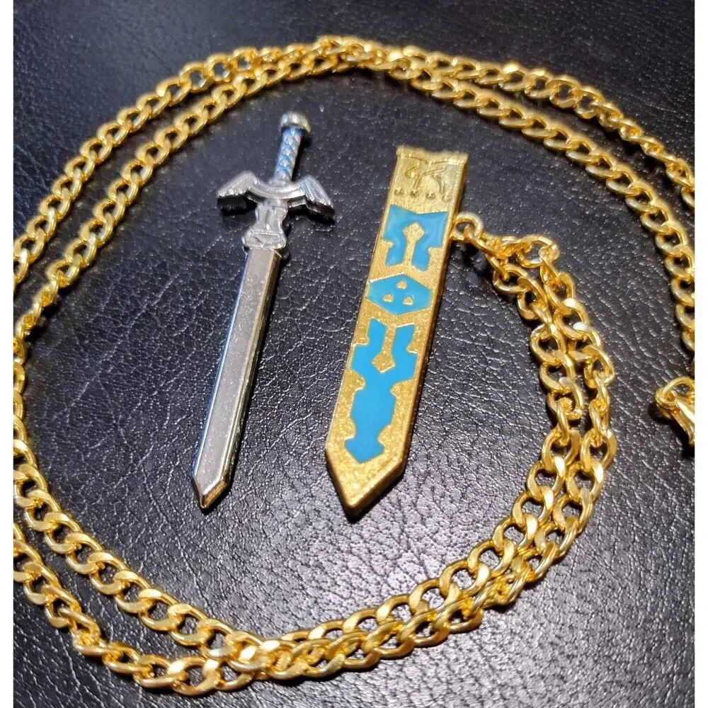 Zelda Master Sword & Hylian Shield Necklace & Keychain Combo Birthday Gift Set